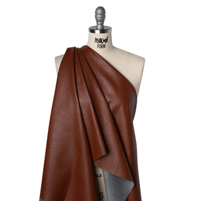 Pebbled Faux Leather with Recycled Polyester Faux Suede Backing - Red Drape