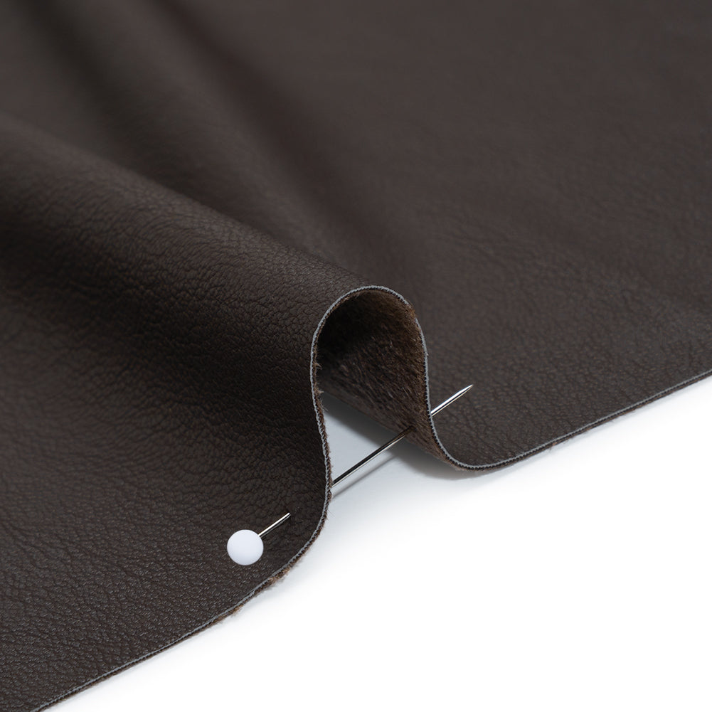 Pebbled Faux Leather with Recycled Polyester Faux Suede Backing - Brown Detail