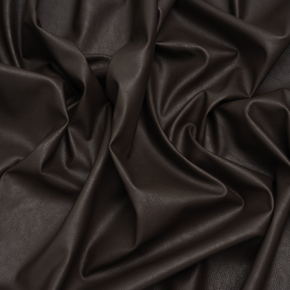 Pebbled Faux Leather with Recycled Polyester Faux Suede Backing - Brown