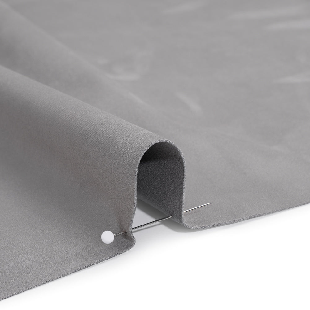Stretch Recycled Polyester Faux Suede - Silver Detail