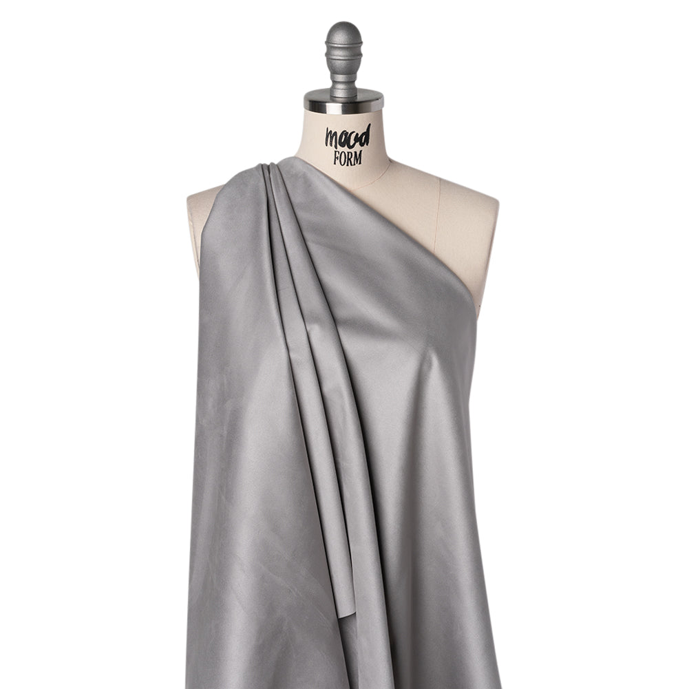 Stretch Recycled Polyester Faux Suede - Silver Drape