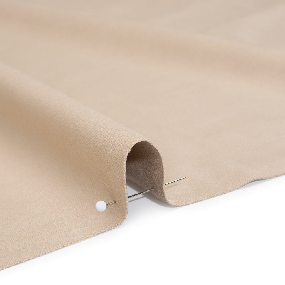 Stretch Recycled Polyester Faux Suede - Pale Beige Detail