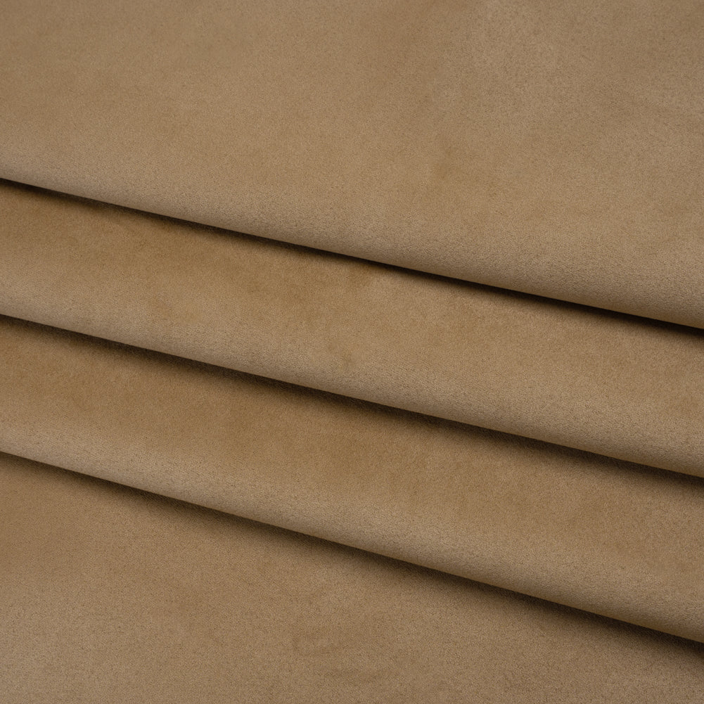 Stretch Recycled Polyester Faux Suede - Beige Folded