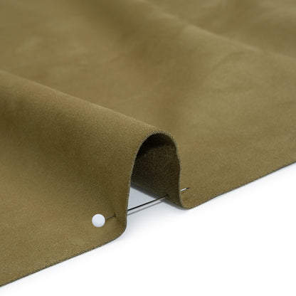 Stretch Recycled Polyester Faux Suede - Olive Detail