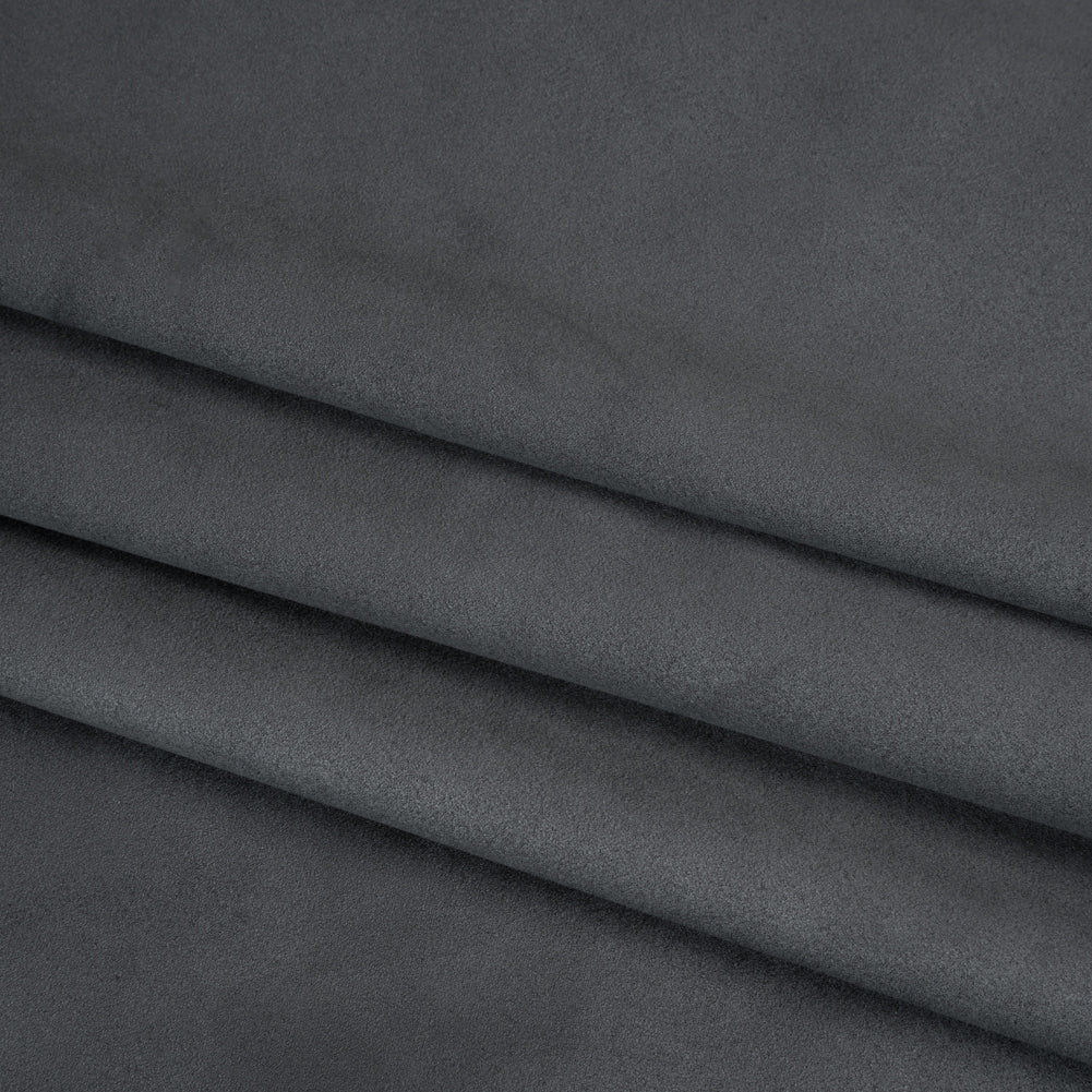 Stretch Recycled Polyester Faux Suede - Navy Folded