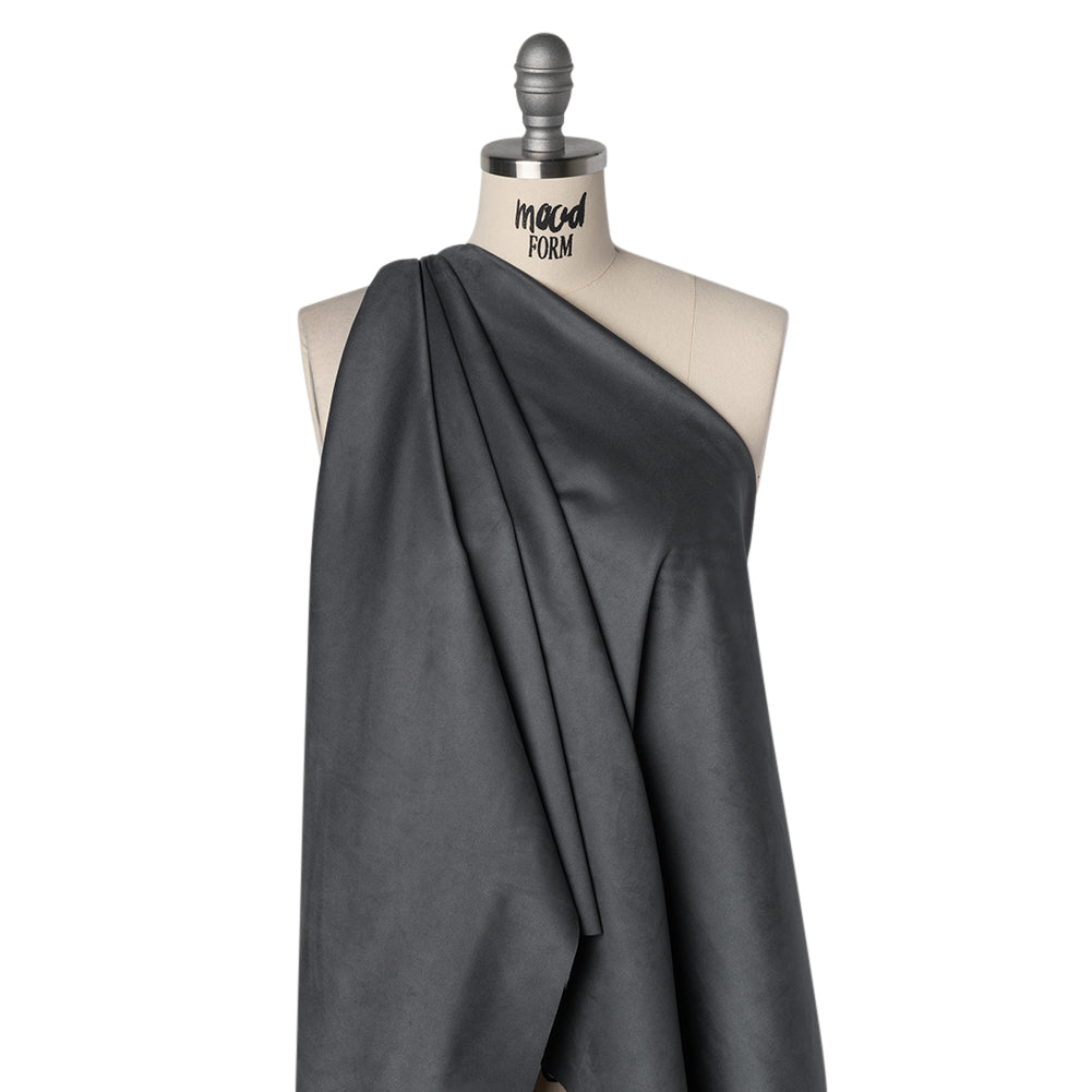 Stretch Recycled Polyester Faux Suede - Navy Drape