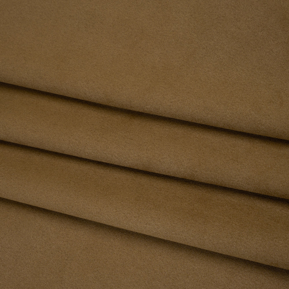 Stretch Recycled Polyester Faux Suede - Brown Folded