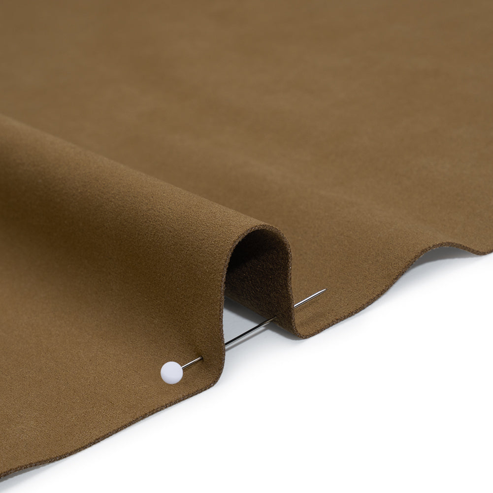 Stretch Recycled Polyester Faux Suede - Brown Detail