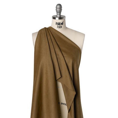 Stretch Recycled Polyester Faux Suede - Brown Drape