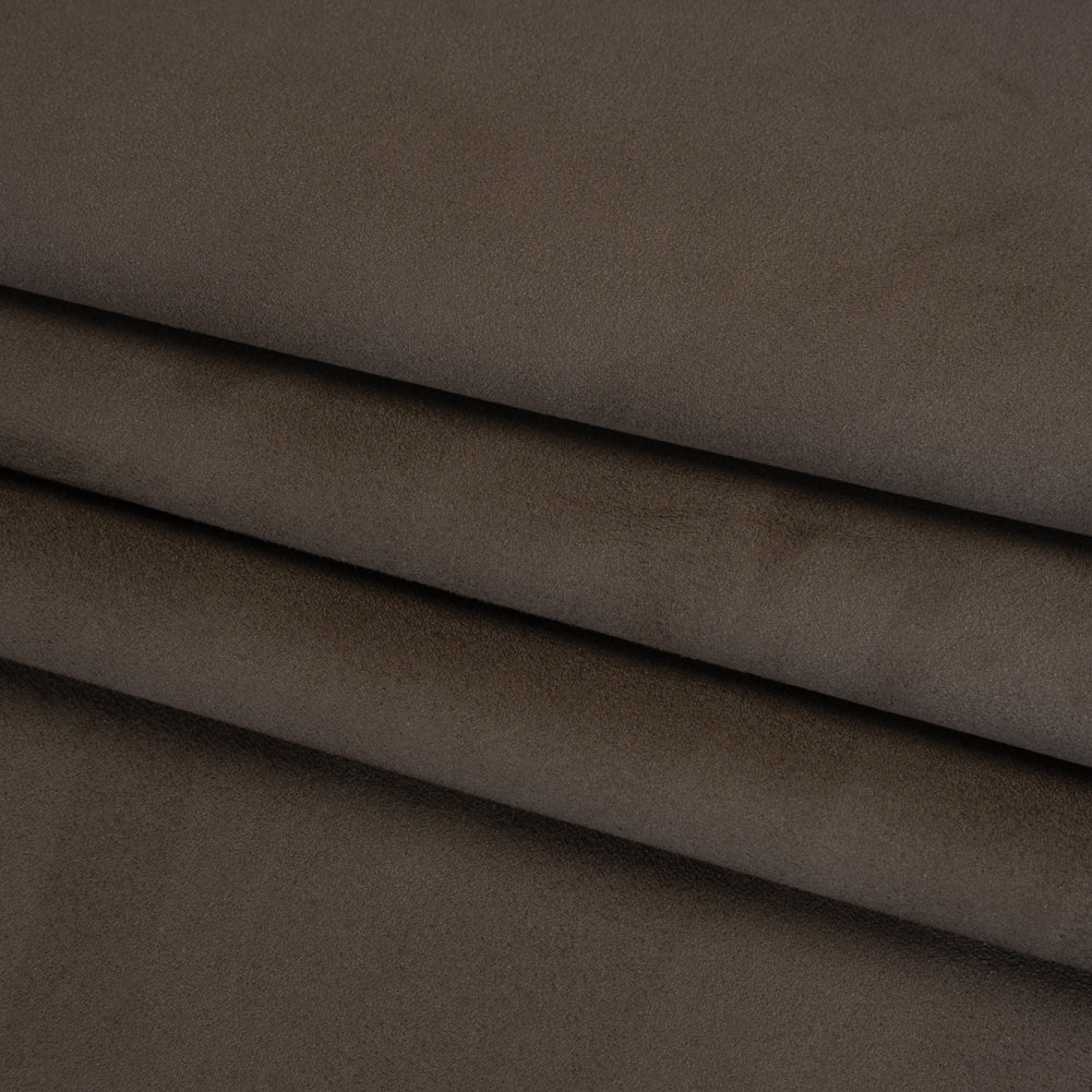 Stretch Recycled Polyester Faux Suede - Dark Brown Folded