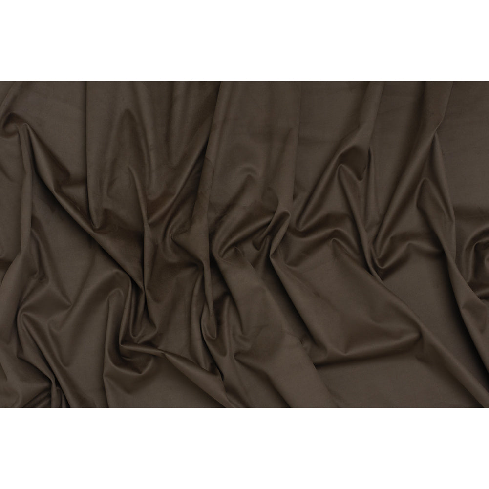 Stretch Recycled Polyester Faux Suede - Dark Brown - Full