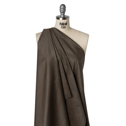 Stretch Recycled Polyester Faux Suede - Dark Brown Drape