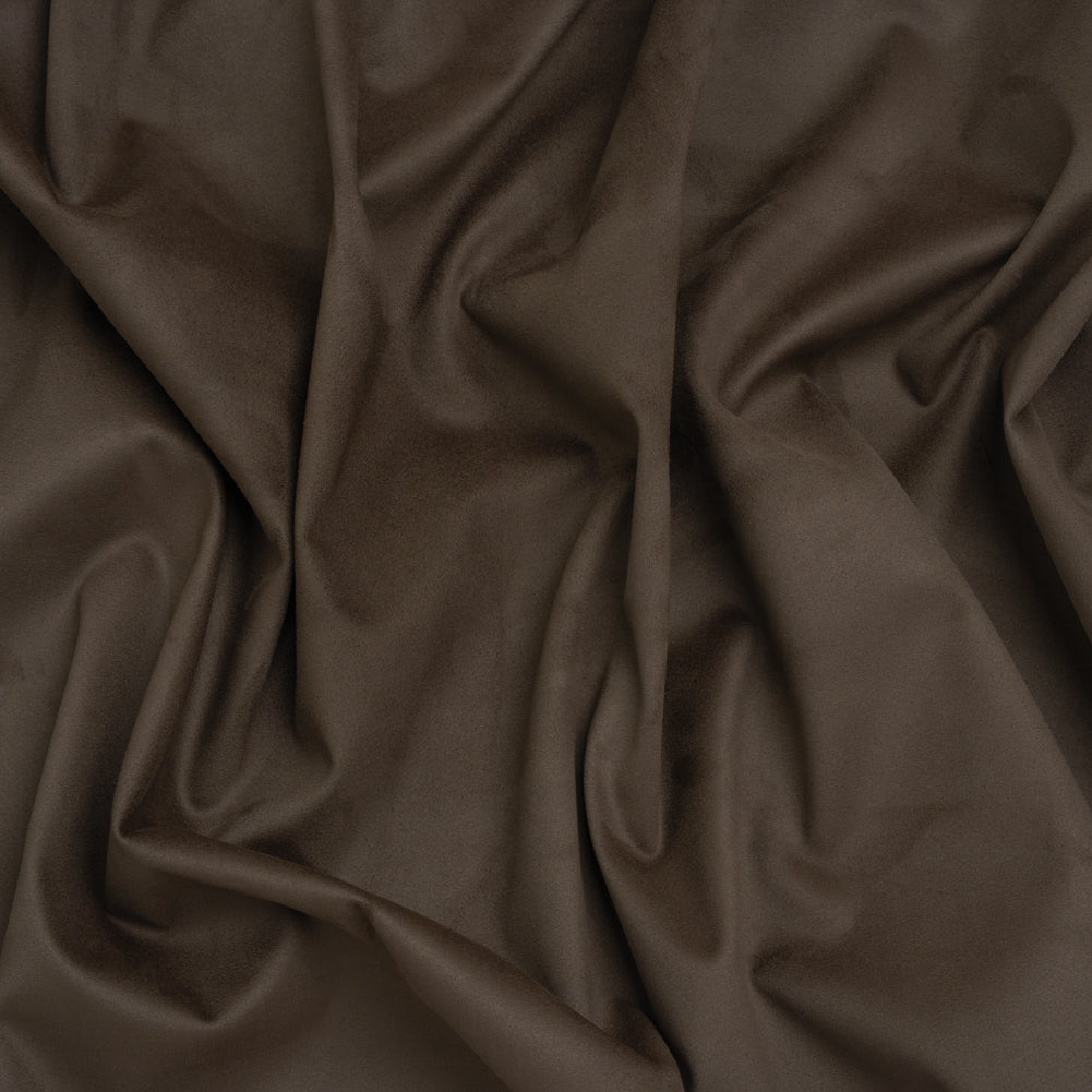 Stretch Recycled Polyester Faux Suede - Dark Brown