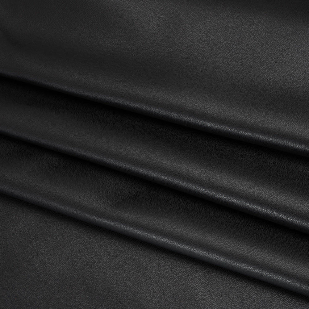 Buttery Faux Leather with Knit Faux Suede Backing - Black Folded