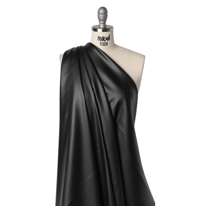 Buttery Faux Leather with Knit Faux Suede Backing - Black Drape