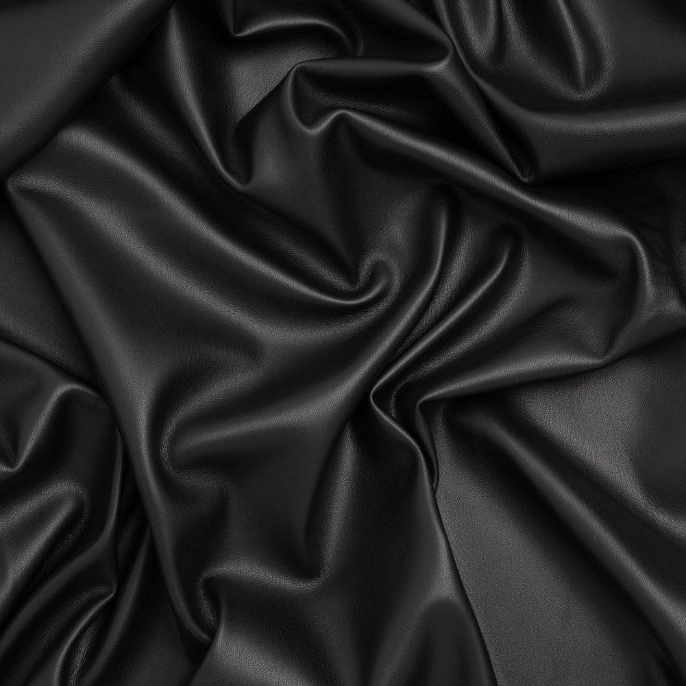 Buttery Faux Leather with Knit Faux Suede Backing - Black