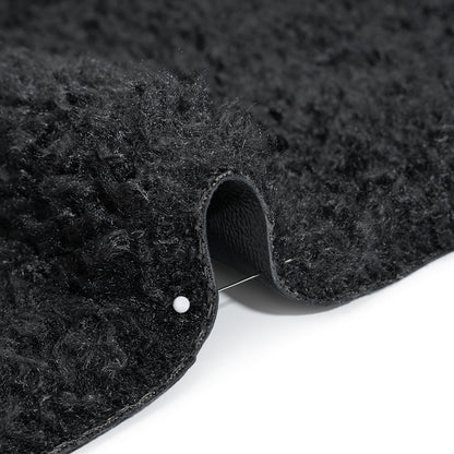 Recycled Polyester Faux Shearling with Antiqued Leather Backing - Black Detail