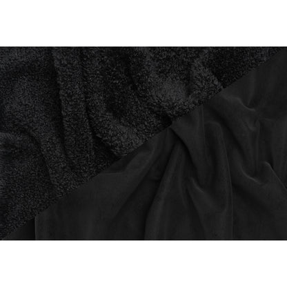 Recycled Polyester Faux Shearling with Antiqued Leather Backing - Black - Full