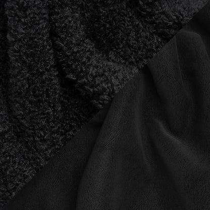 Recycled Polyester Faux Shearling with Antiqued Leather Backing - Black
