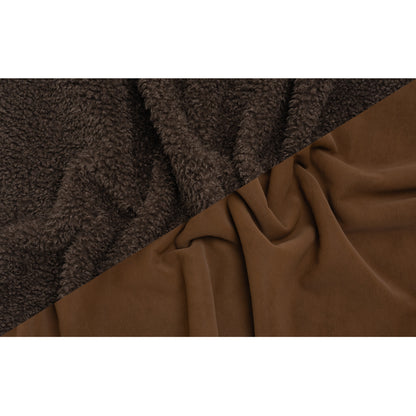 Recycled Polyester Faux Shearling with Antiqued Leather Backing - Dark Brown - Full