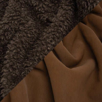 Recycled Polyester Faux Shearling with Antiqued Leather Backing - Dark Brown