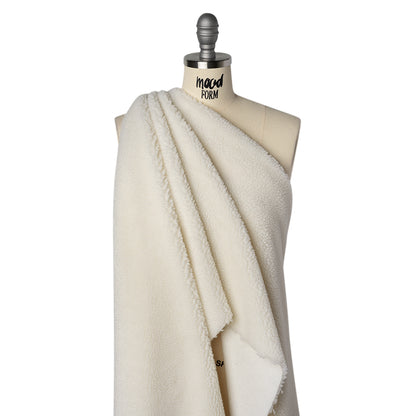 Recycled Polyester Faux Shearling - Off-White Drape