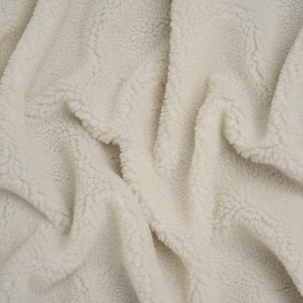 Recycled Polyester Faux Shearling - Off-White
