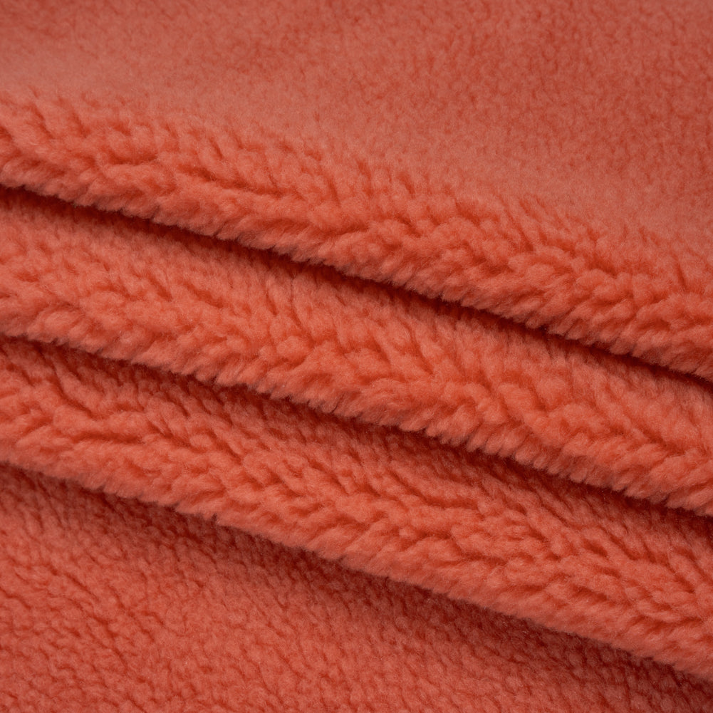 Recycled Polyester Faux Shearling - Coral Folded