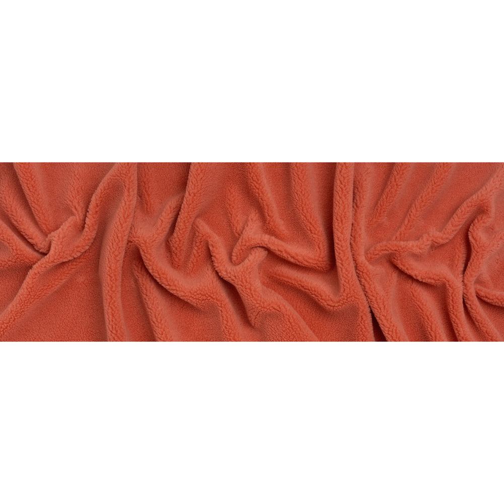 Recycled Polyester Faux Shearling - Coral - Full