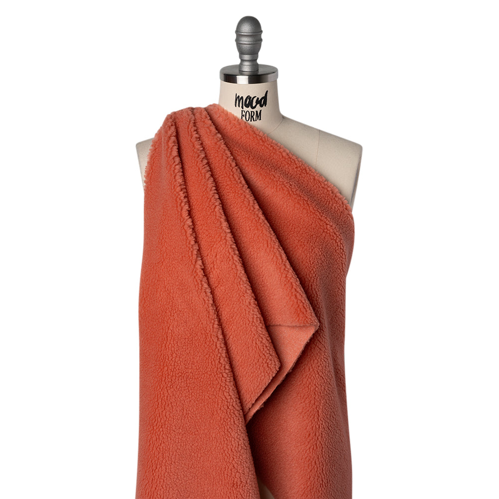 Recycled Polyester Faux Shearling - Coral Drape