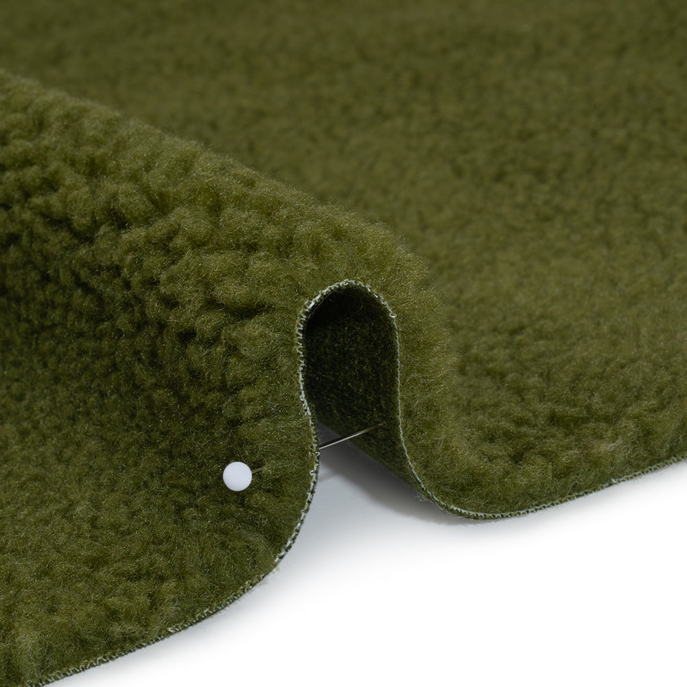 Recycled Polyester Faux Shearling - Olive Detail