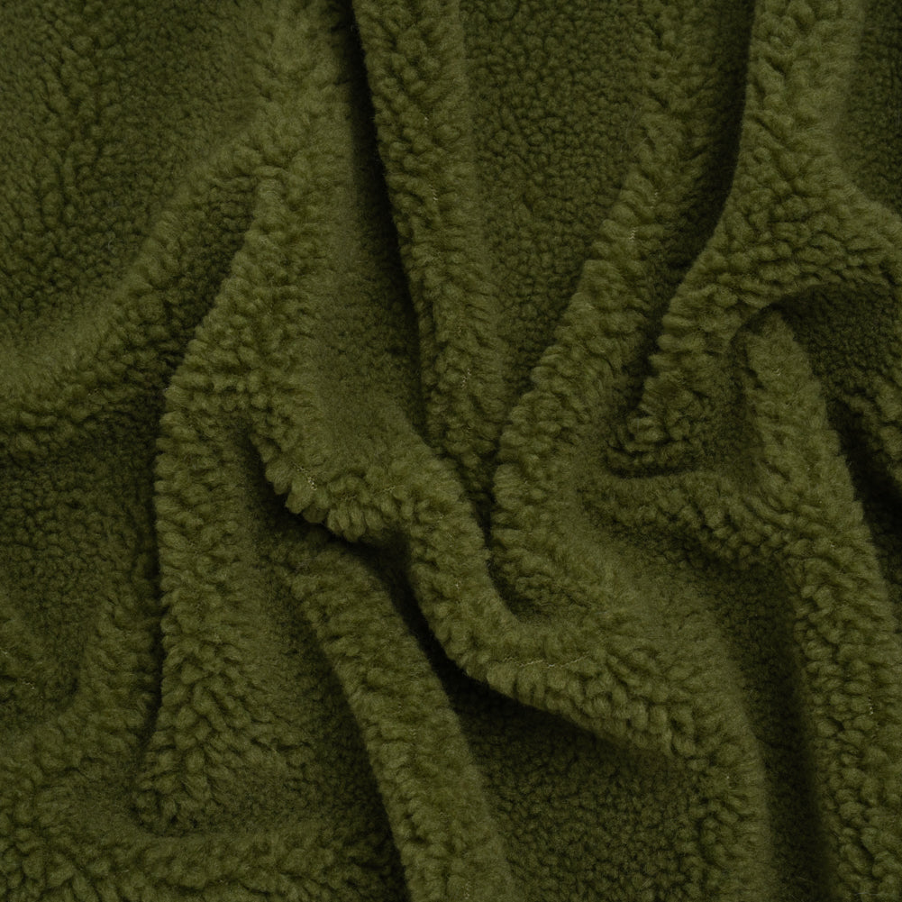 Recycled Polyester Faux Shearling - Olive