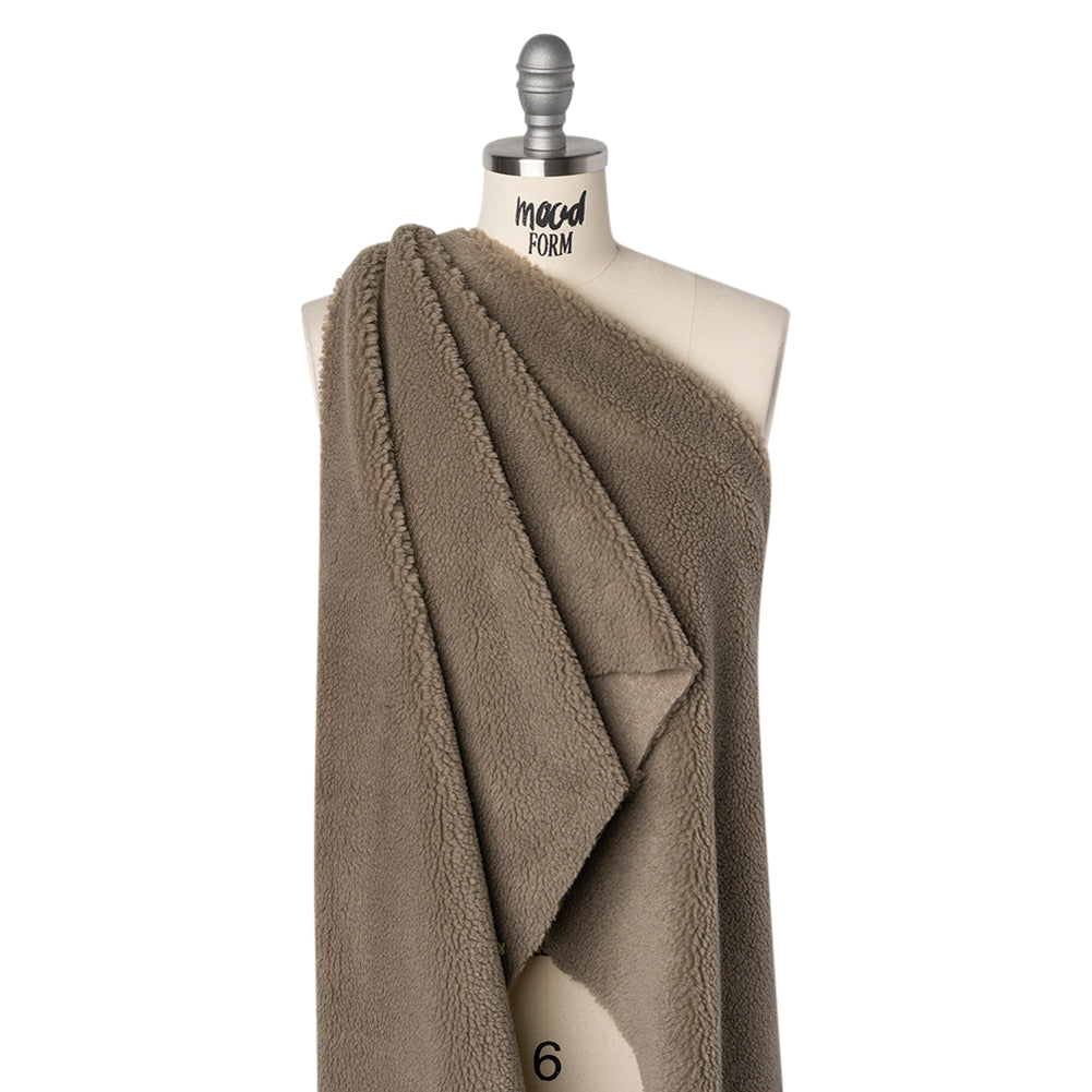 Recycled Polyester Faux Shearling - Gray Drape