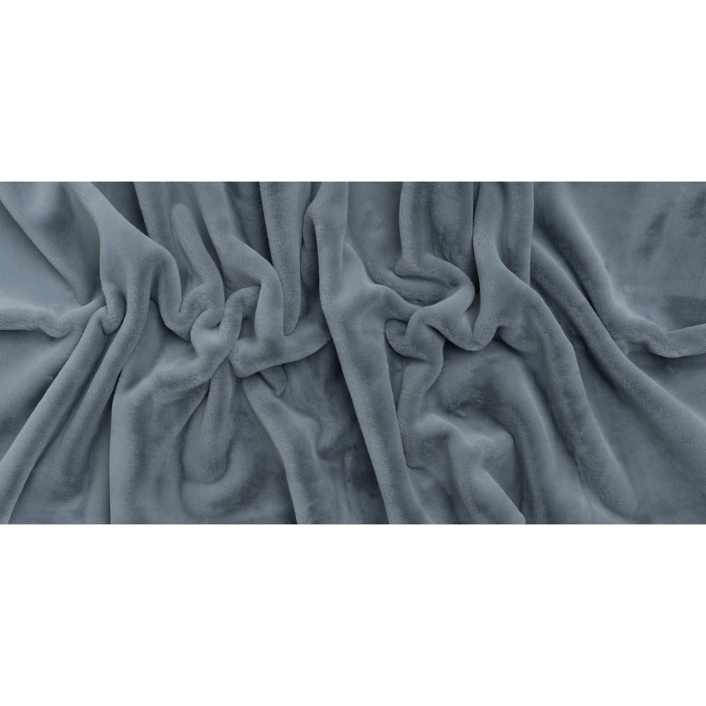 Recycled Polyester Faux Rabbit Fur - Slate Blue - Full