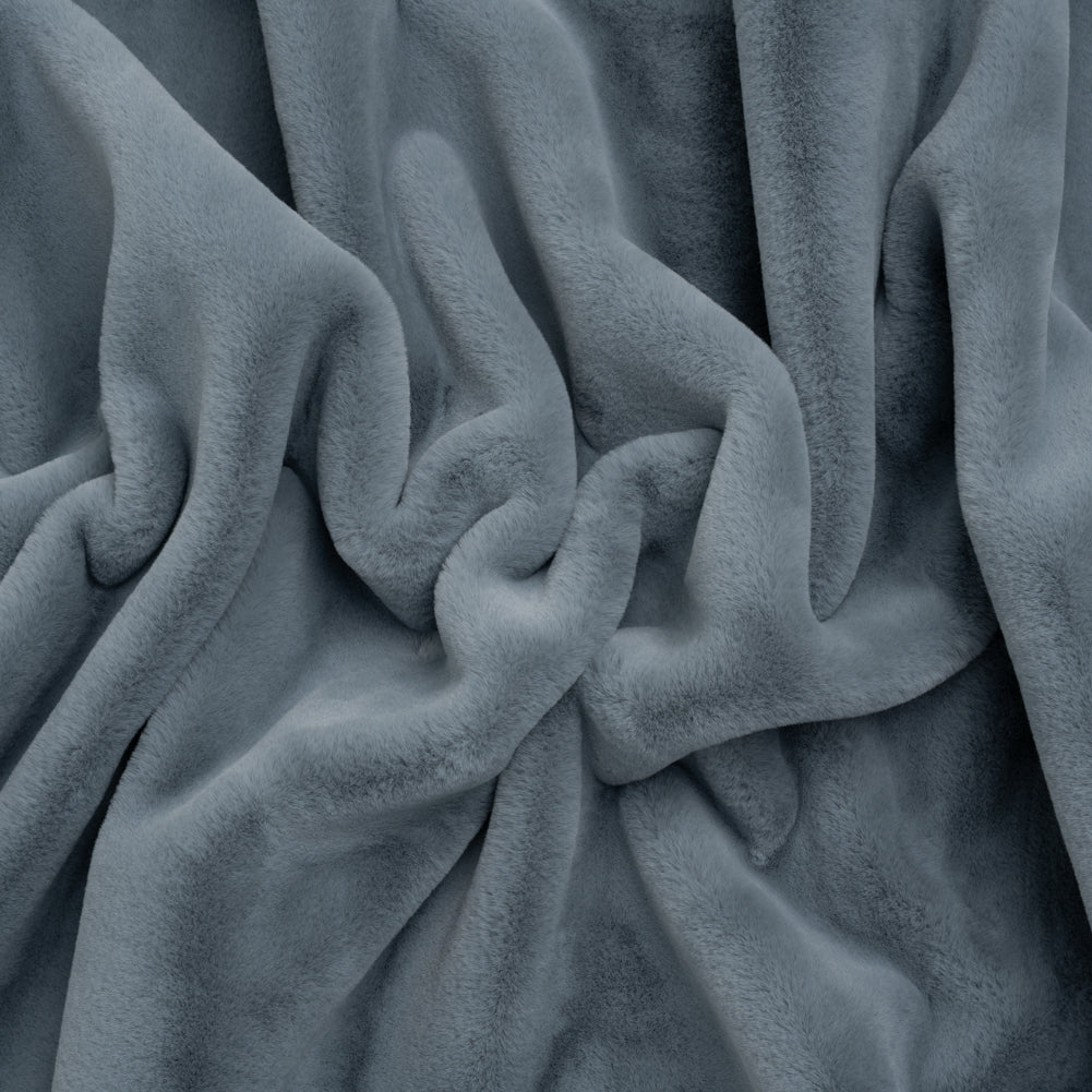 Recycled Polyester Faux Rabbit Fur - Slate Blue