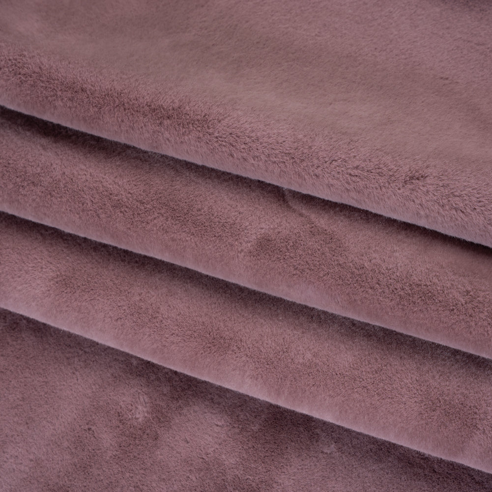 Recycled Polyester Faux Rabbit Fur - Mauve Folded