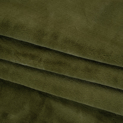 Recycled Polyester Faux Rabbit Fur - Olive Folded