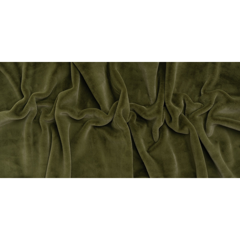 Recycled Polyester Faux Rabbit Fur - Olive - Full