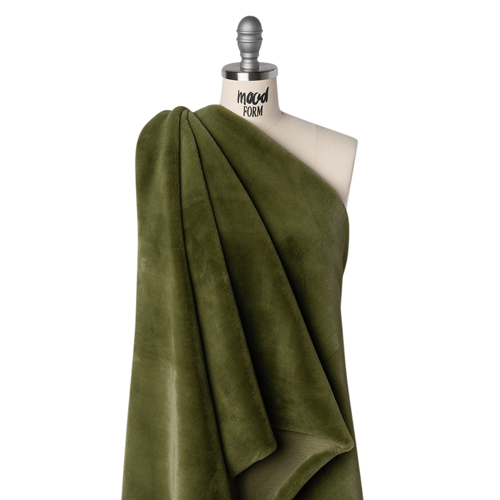 Recycled Polyester Faux Rabbit Fur - Olive Drape
