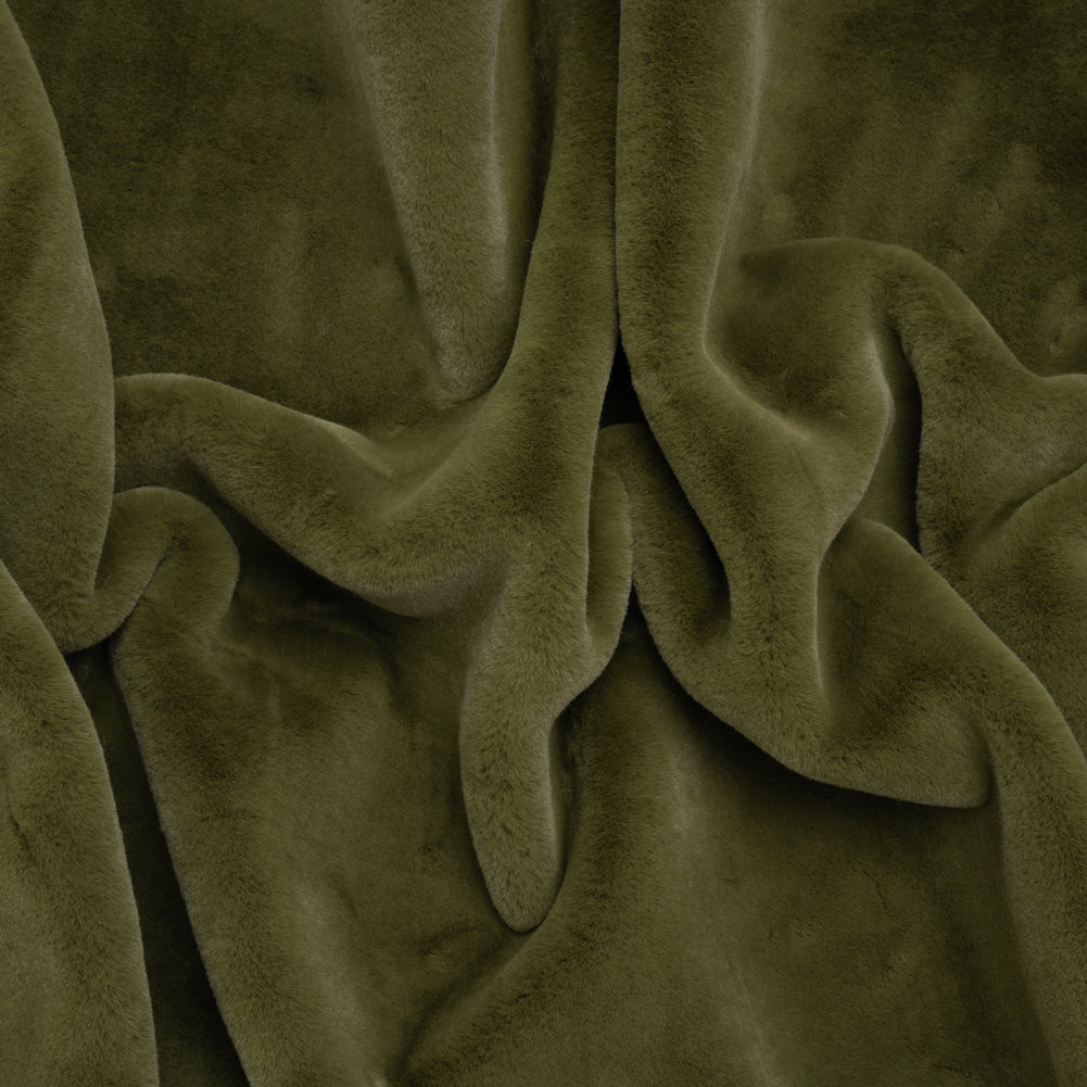 Recycled Polyester Faux Rabbit Fur - Olive
