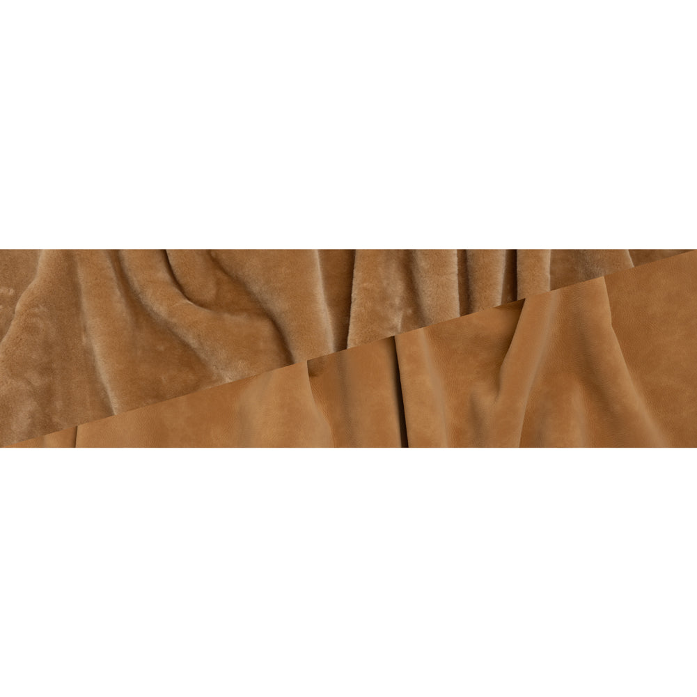 Recycled Polyester Faux Fur with Pebbled Faux Leather Backing - Beige - Full