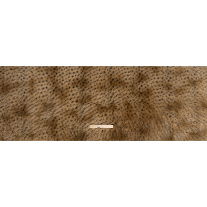 Fluffy Recycled Polyester Faux Fur - Warm Beige and Black Animal Spots - Full