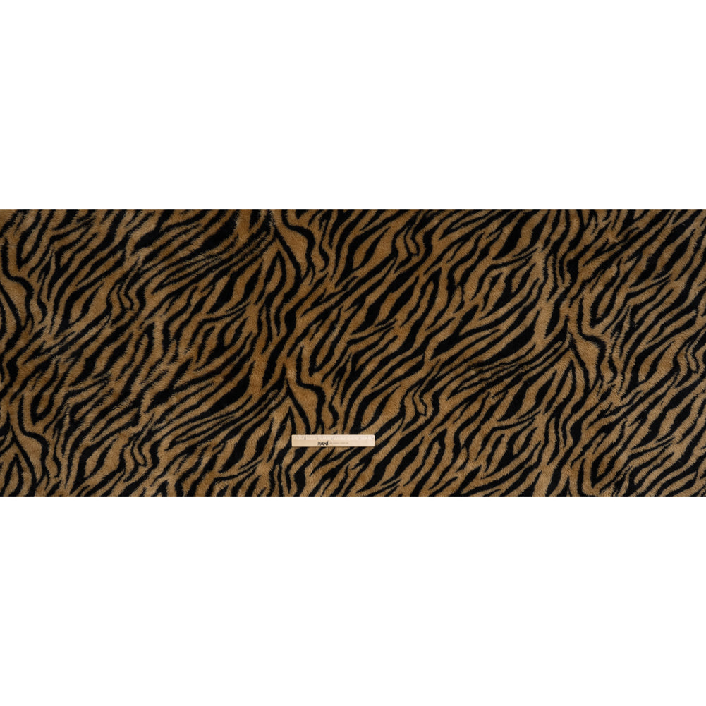 Recycled Polyester Minky Print - Beige and Black Tiger Stripes - Full