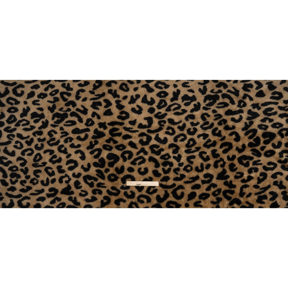 Recycled Polyester Minky Print - Beige and Black Leopard Spots - Full