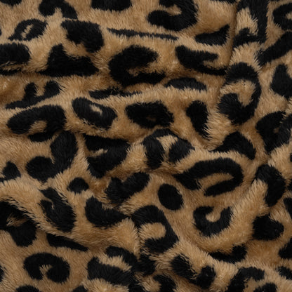 Recycled Polyester Minky Print - Beige and Black Leopard Spots