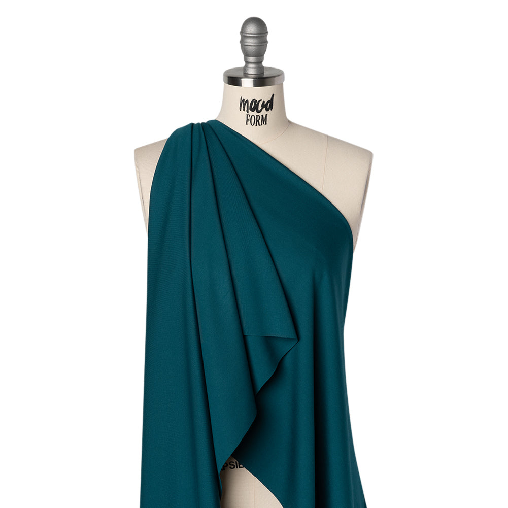 Lightweight Stretch Ponte Knit - Teal - Hesperia Collection Drape