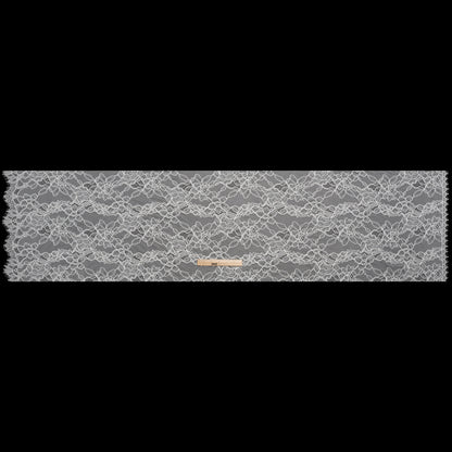 Re-Embroidered Chantilly Lace with Finished Scalloped Edges - Off White Floral Garlands