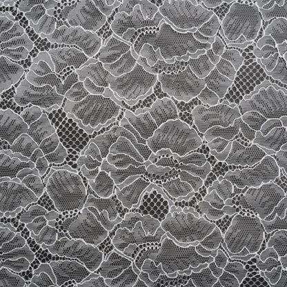 Chantilly Lace with Scalloped Borders - White All-Over Florals