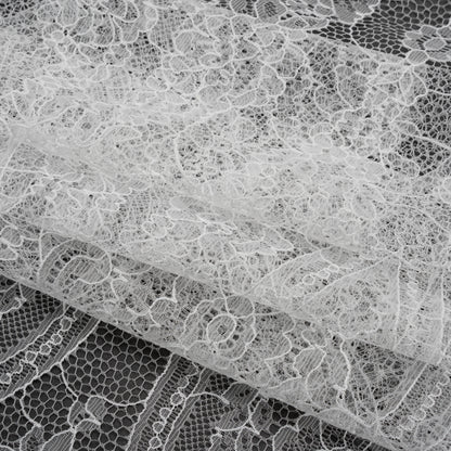 Re-Embroidered Lace with Scalloped Borders - White Floral Frames