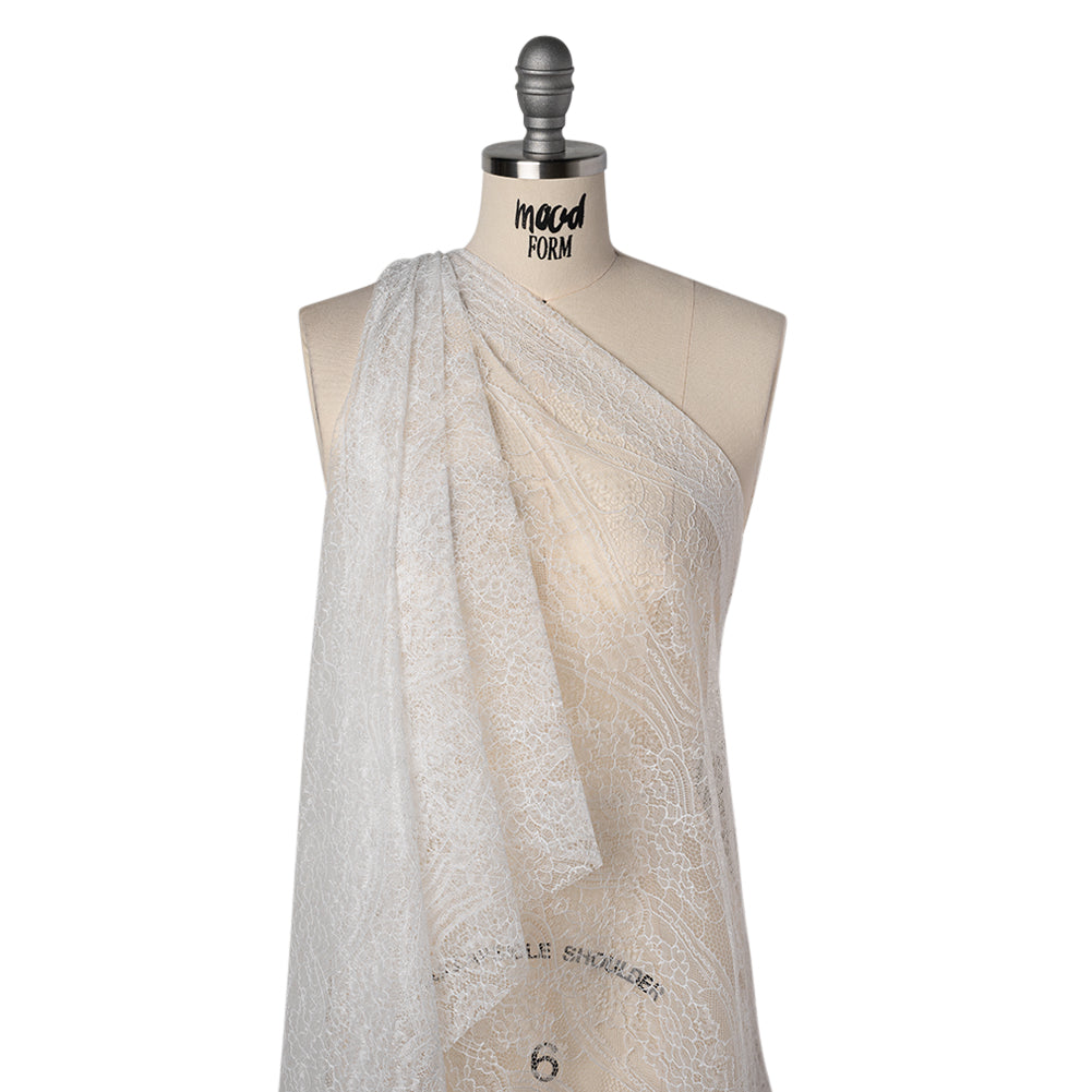 Re-Embroidered Lace with Scalloped Borders - White Floral Frames